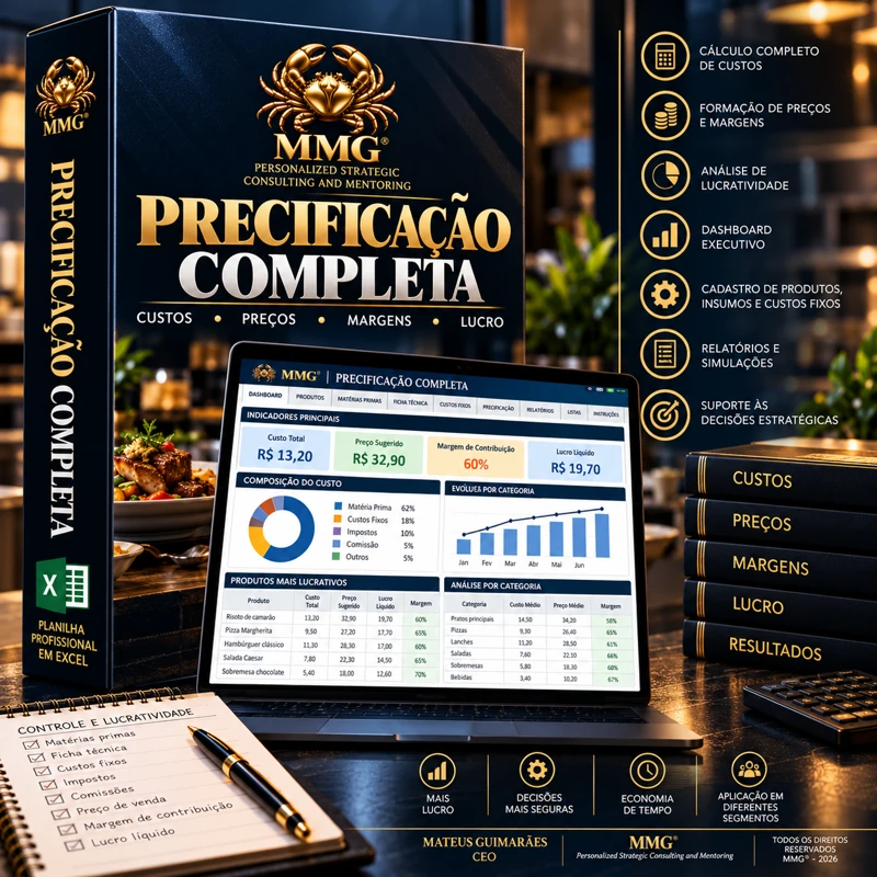 Capa de Planilha excel de precificação com ficha técnica automática